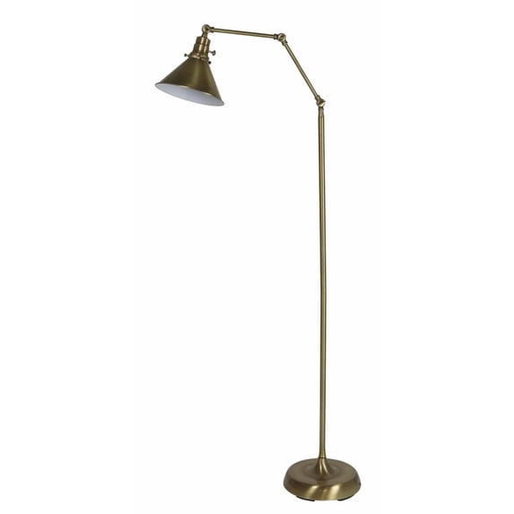 House of Troy OT600-AB-MS Otis - 1 Light Floor Lamp-67 Inches Tall and 10 Inches Wide Antique Brass Metal Shade Satin Nickel Finish