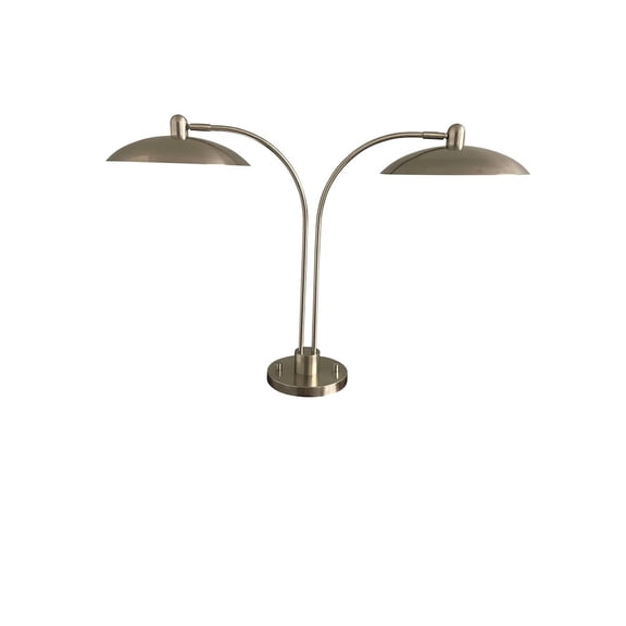 House of Troy Ridgeline satin nickel adjustable double table lamp,two metal dome shaped shades