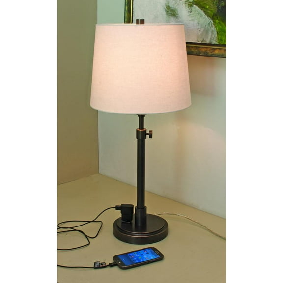 House of Troy Townhouse Adjustable Table Lamps in Oil Rubbed Bronze with Convenience Outlet