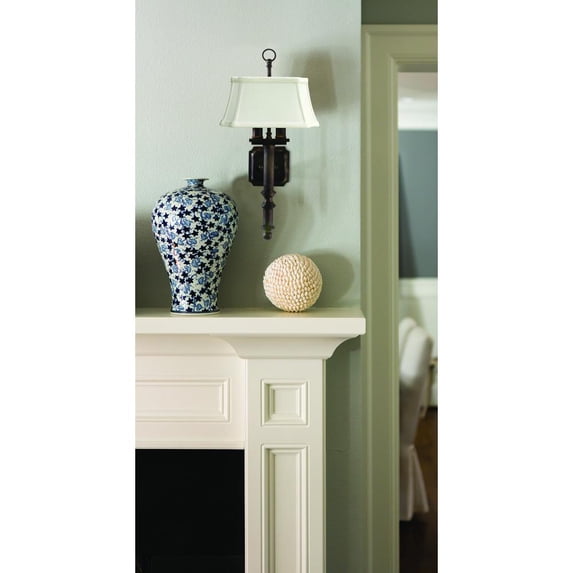 House of Troy WL616-CB Decorative - 2 Light Wall Mount-19 Inches Tall and 9.25 Inches Wide Copper Bronze Polished Brass Finish with Off-White Linen Shade