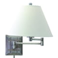 thumbnail image 1 of house of troy ws750-as swing-arm wall lamp with white linen hardback shade, 15", antique silver, 1 of 2