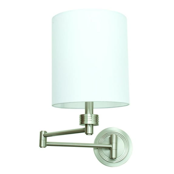House of Troy WS775-SN Decorative - 1 Light Swing Arm Wall Mount-15 Inches Tall and 8 Inches Wide Satin Nickel Satin Nickel Finish with White Linen Shade