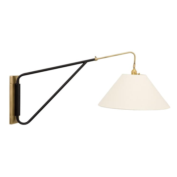 House of Troy Wall Swing Arm in Antique Brass with Black Accents
