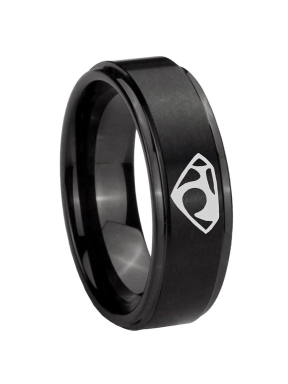 House of Van Step Edge Brush Black Tungsten Men's Ring 10MM