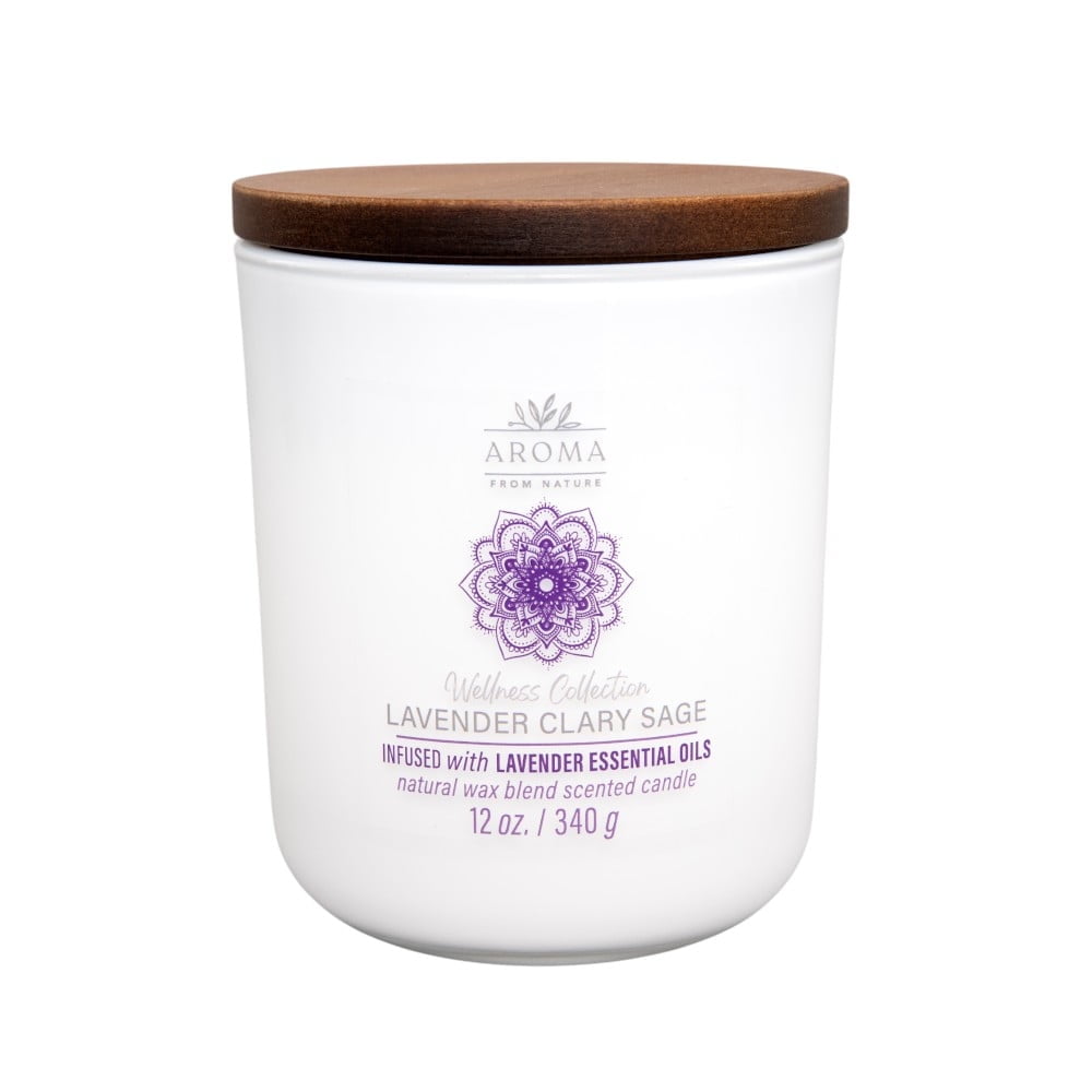 House of Velas, Aroma From Nature Wellness Collection, Lavender Clary Sage Scented Candle, 12 oz, 2 Wick Candle