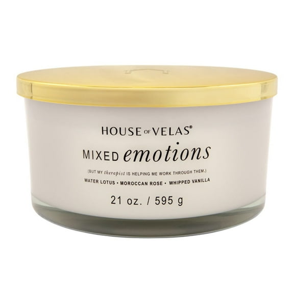 House of Velas, Burnable Sensations Candle Collection, Mixed Emotions Scented Candle, 21oz, 4 Wick Candle