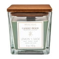 thumbnail image 1 of House of Velas Candle Wood Collection, 15 oz, 1 Wooden Wick, Lemon + Sage, Square Glass Jar Candle, 1 of 4
