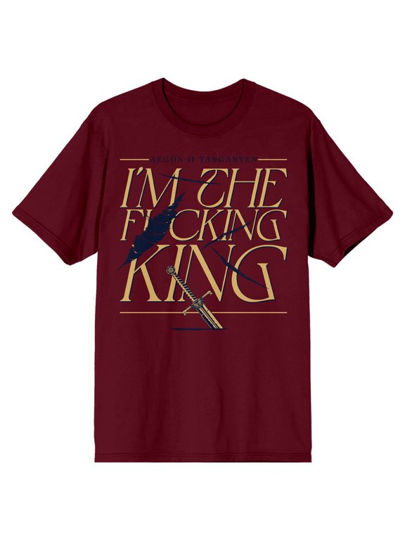 House of the Dragon Aegon II Targaryen I'm The King Men's Graphic Tee Short Sleeve Crew Neck Officially Licensed-Large