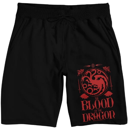 House of the Dragon Blood of the Dragon Crest Men's Black Sleep Pajama Shorts-Small