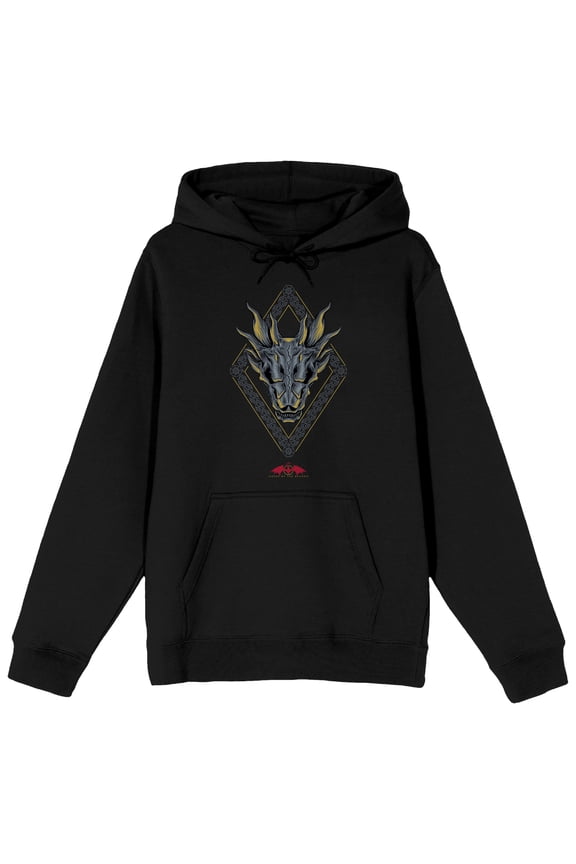 House of the Dragon Blue Dragon Head Men's Black Hoodie-Medium