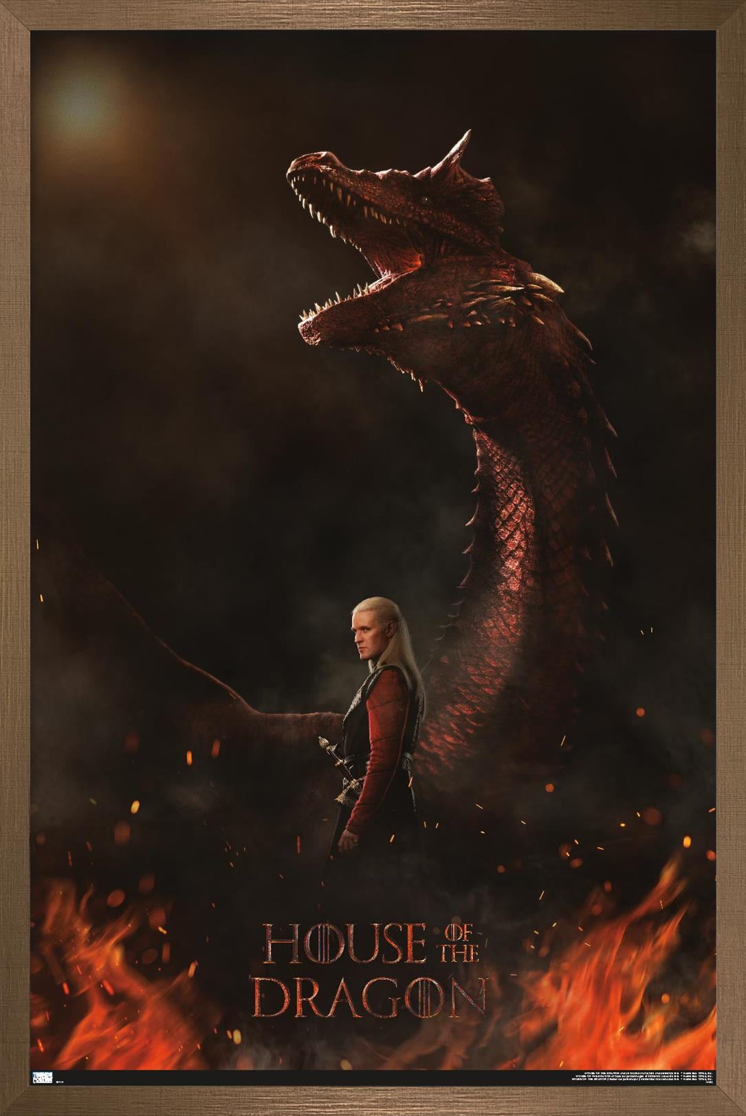 House of the Dragon - Daemon Dragon One Sheet Wall Poster, 14.725" x 22.375" Framed