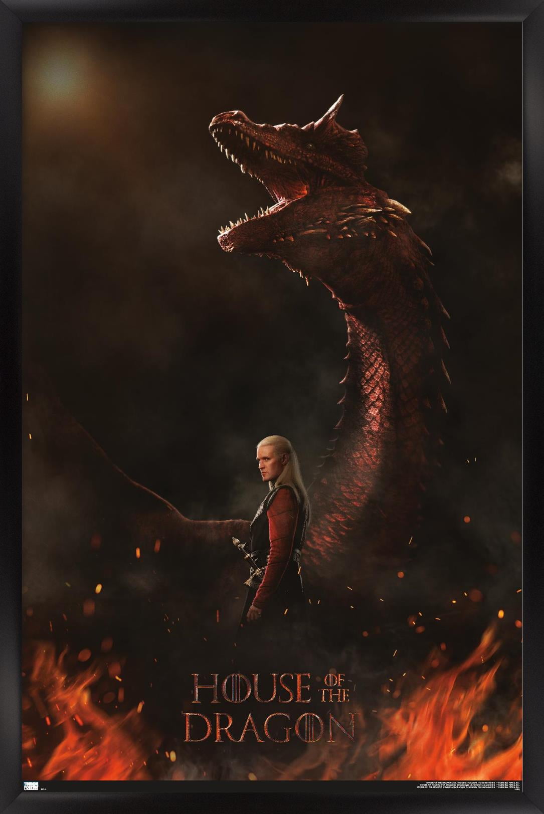 House of the Dragon - Daemon Dragon One Sheet Wall Poster, 14.725" x 22.375" Framed