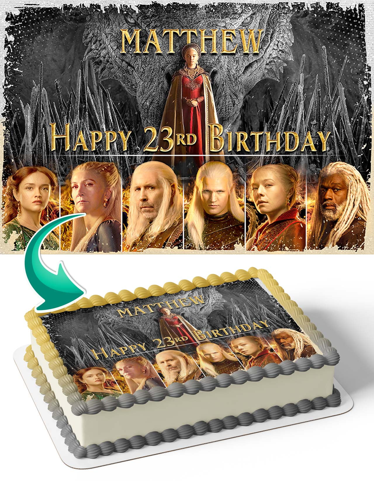 House of the Dragon Game of Thrones GM Edible Image Cake Topper