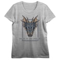thumbnail image 1 of House of the Dragon HBO Dragon Face Juniors' Gray Heather Graphic Tee-Small, 1 of 2