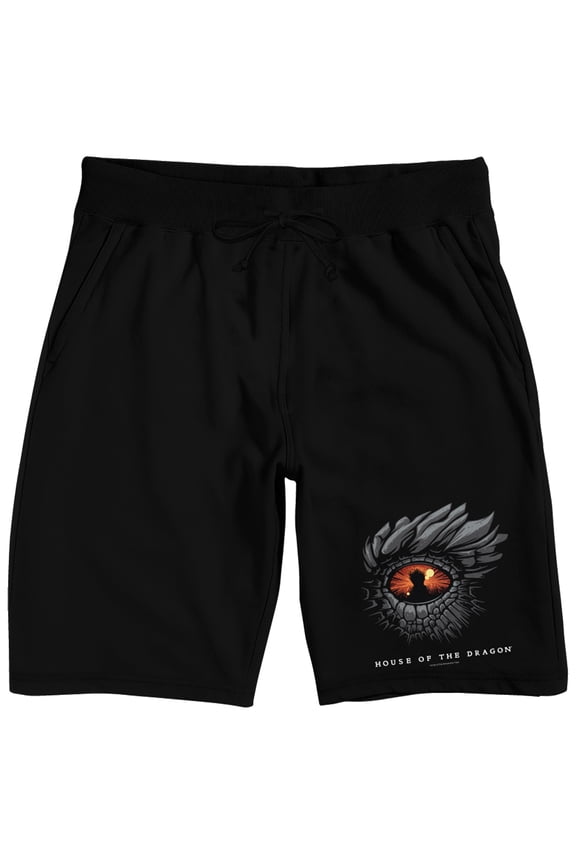 House of the Dragon Men's Lounge Shorts DTG Dragon Eye Graphic Elastic Waistband Tagless Officially Licensed HBO Sleepwear-Medium