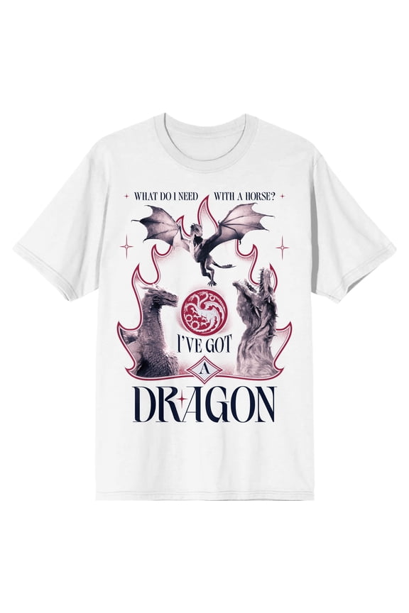 House of the Dragon Men's Targaryen Dragon Graphic T-Shirt Short Sleeve Crew Neck Cotton Tee Officially Licensed-Medium
