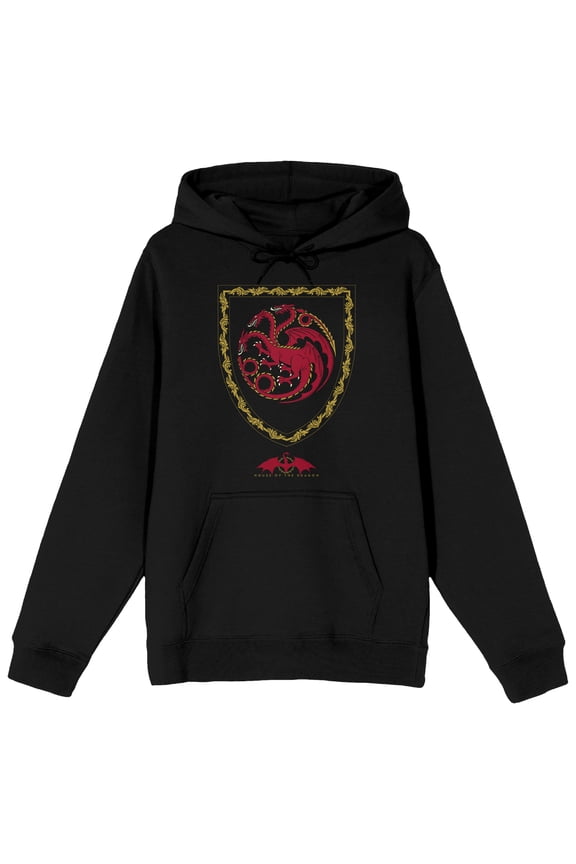 House of the Dragon Red Dragon Crest Men's Black Hoodie-XS