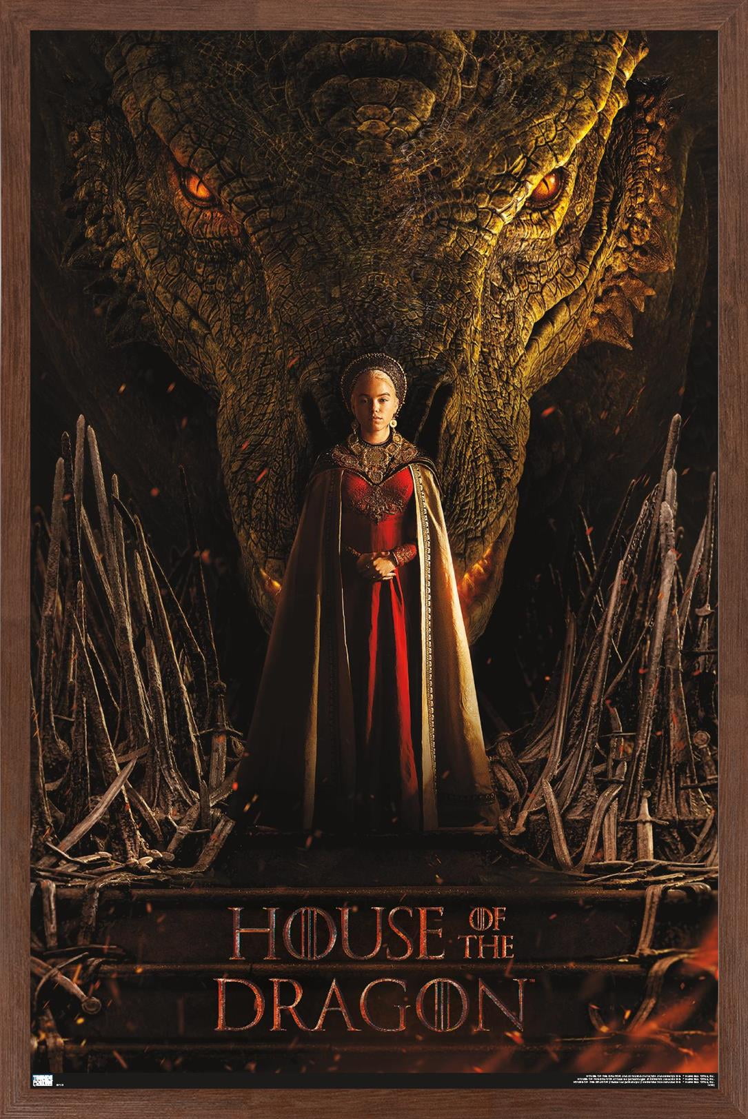 House of the Dragon - Rhaenyra Dragon Head One Sheet Wall Poster, 14.725" x 22.375" Framed