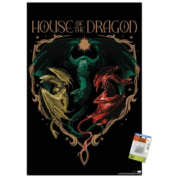 House of the Dragon: Season 2 - Dragons Wall Poster with Pushpins, 22.375" x 34"
