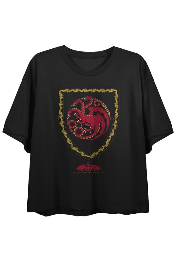 House of the Dragon Title Logo Ladies' Black Cropped Tee-Small