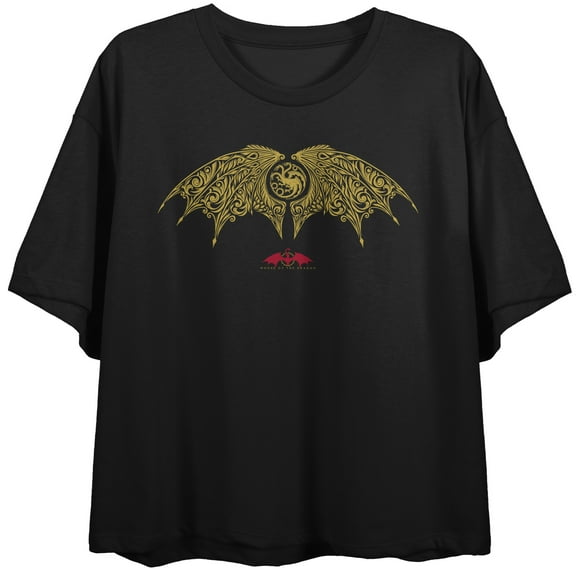 House of the Dragon Title Logo Women's Black Crop Tee-Medium