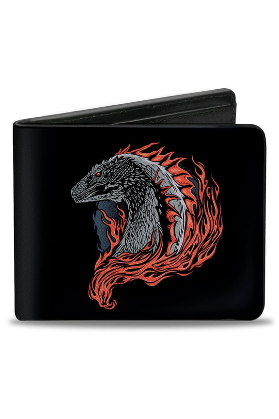 House of the Dragon Wallet, Bifold, House of the Dragon Flames Black Reds Grays, Vegan Leather