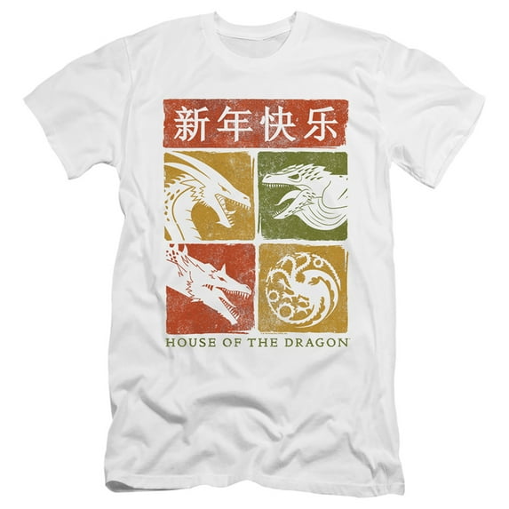 House of the Dragon Year of the Dragon Grid Unisex Adult Canvas Brand T Shirt ,White, X-Large