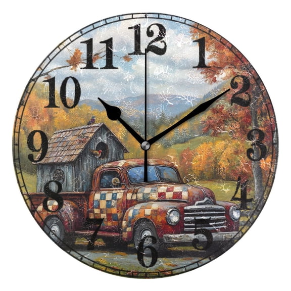 House on Truck View Silent Wall Clock 10" Non-Ticking Battery Clock