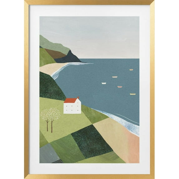 House on the Cliff Framed Art Modern Wall Decor