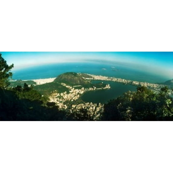 House on the coast from Corcovado, Rio de Janeiro, Brazil Poster Print (30 x 12)