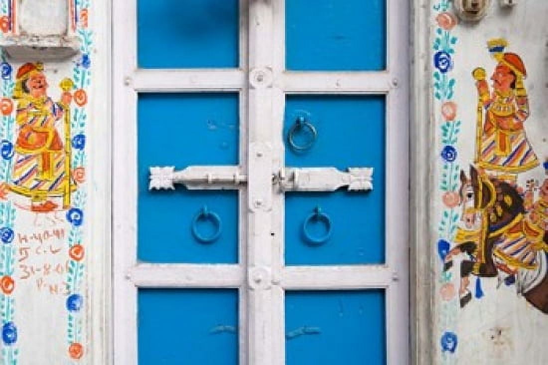 House painted blue Udaipur Rajasthan India Canvas Art - Keren Su DanitaDelimont (25 x 17)