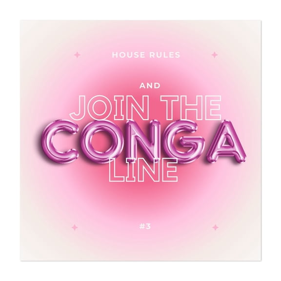 House rules #3 - Typography Neon Sign Pop Art Quote Modern Art Humor Pastel Unframed Wall Art Print 16 x 16 inches