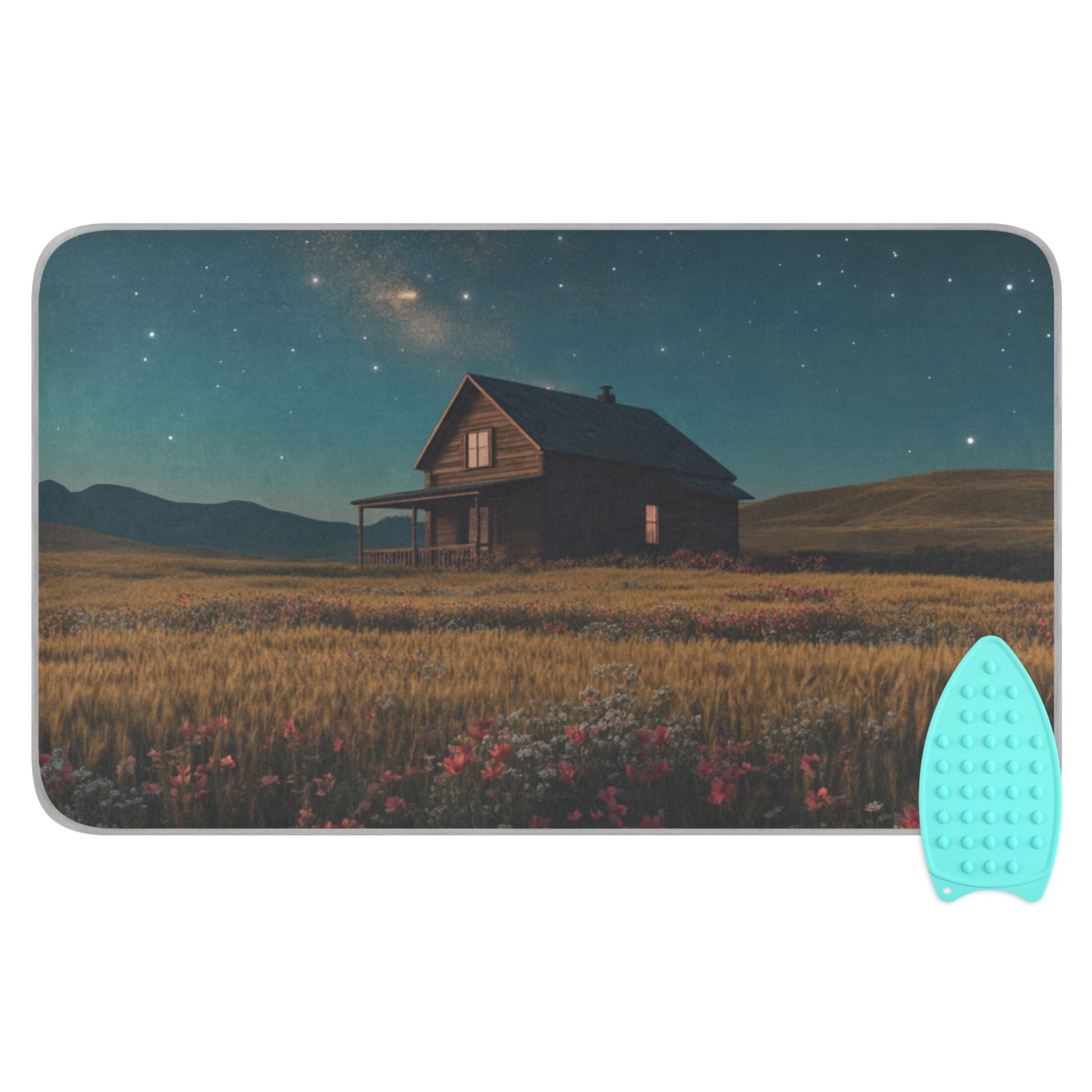 House under Starry Sky Ironing Mat Blanket for Table Top Travel Portable Ironing Board Pad 47.2x27.6 Inch