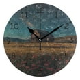 thumbnail image 1 of House under Starry Sky Round Wall Clock Silent Battery Operated Home Decor for Living Room Bedroom, 1 of 7