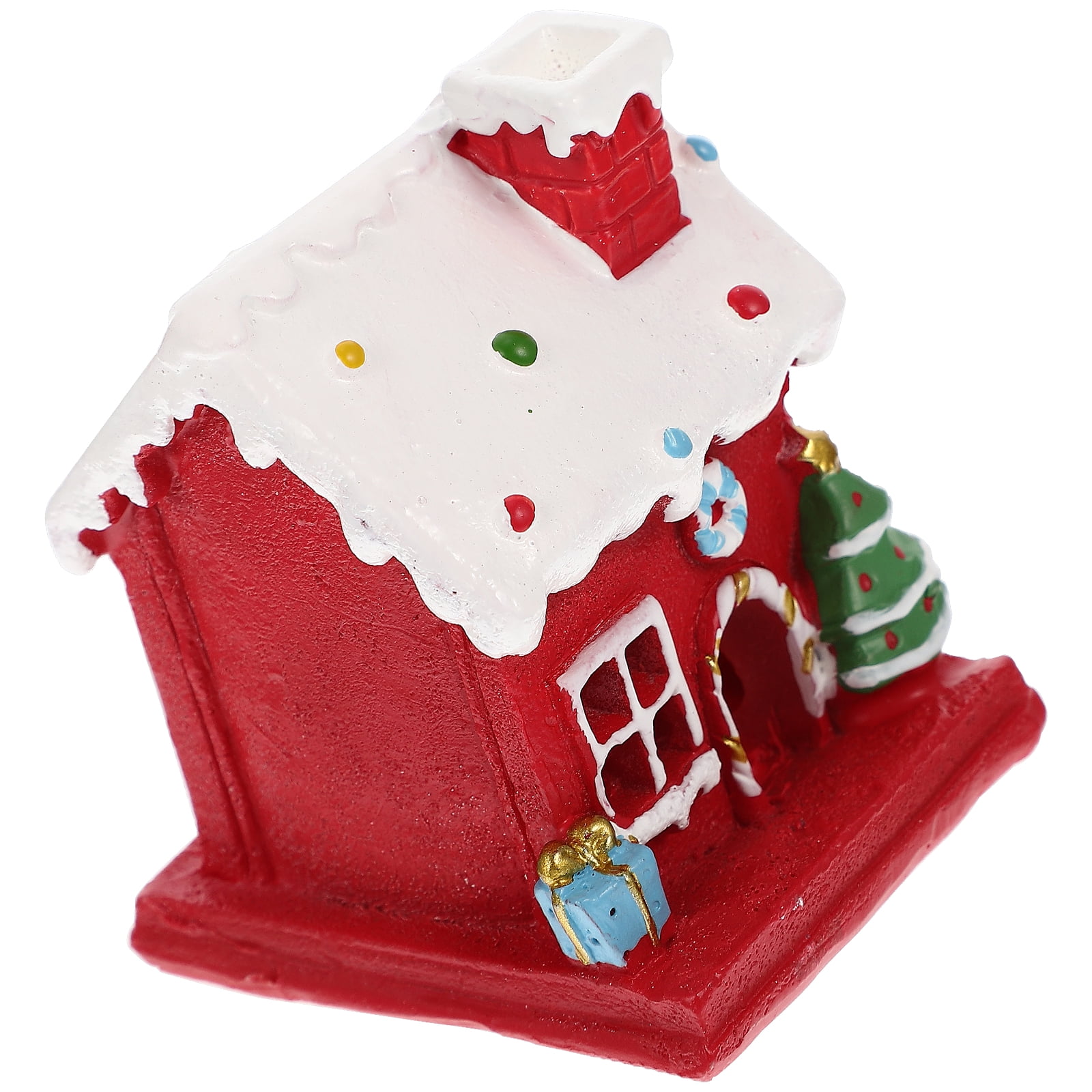House with Lights Xmas Glowing Cabin Miniature Figurine Holiday