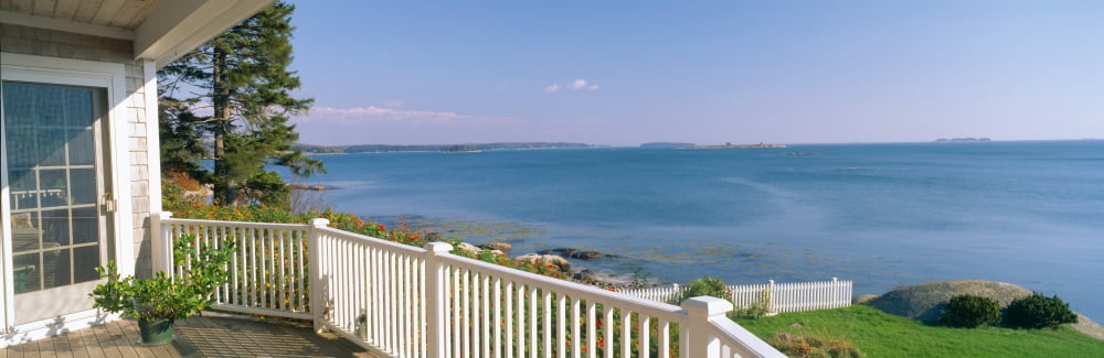 House with a view of Spruce Head Harbor Maine Canvas Art - Panoramic Images (36 x 12)