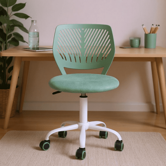 HouseInBox Teen Task Chair for Study Desk, Rolling Chair for Small Teen Room or Homework Corner, Aqua