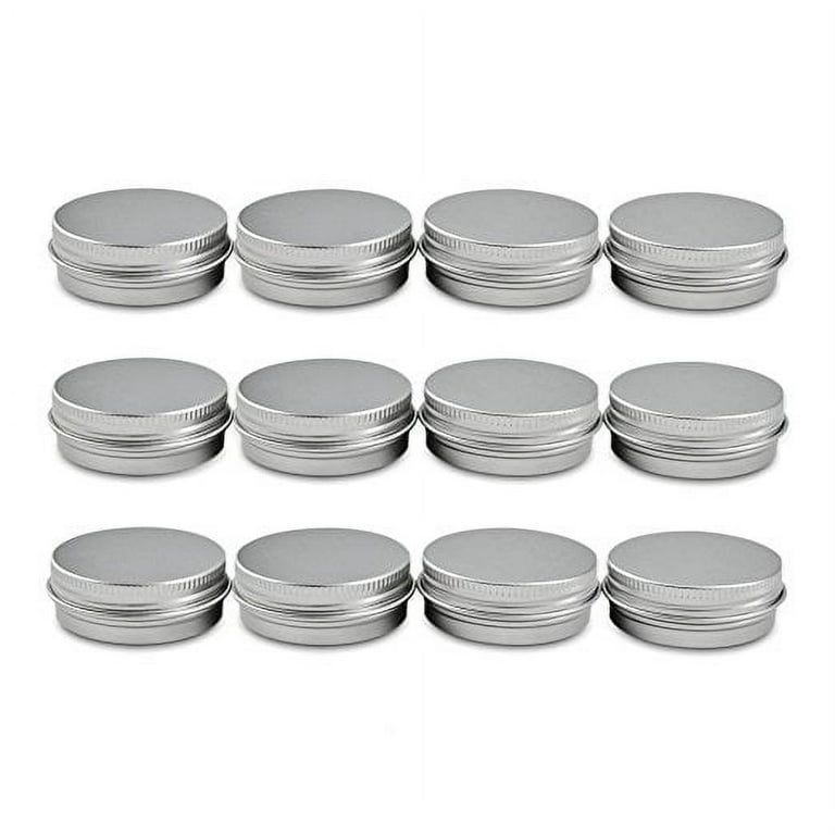 Houseables Aluminum Tin Jars, 1 Oz, 30 ML Gram Jar, 12 pcs, Cosmetic Sample  Metal Tins Empty Container, Round Pot Screw Cap Lid, Small Ounce for Lip  Balm, Salve, Make Up, Eye