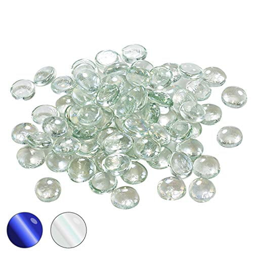 Houseables Glass Stone, Clear Marbles, Pebbles for Vases, 5 LB, 500-600 Stones, Flat Bottom, Round Top, Rocks, Bowl Filler Gems, Iridescent Decor, Decorative Centerpieces, Florist Supplies, Aquarium