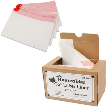 Houseables Litter Box Liners, Cat Pan Bags, 30 Pack, 37”x 18”, Unscented