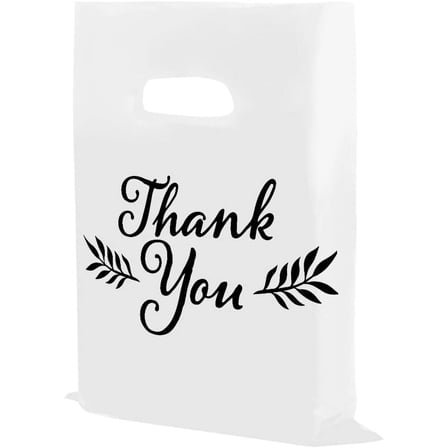 Houseables Plastic Thank You Merchandise Bags, Retail Shopping Bag, 16”x18”