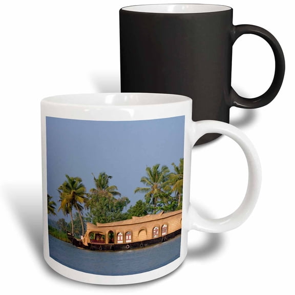 3drose, Houseboat on the Backwaters of Kerala - As10 Ksu0479 - Keren Su, 11oz Magic Transforming Mug