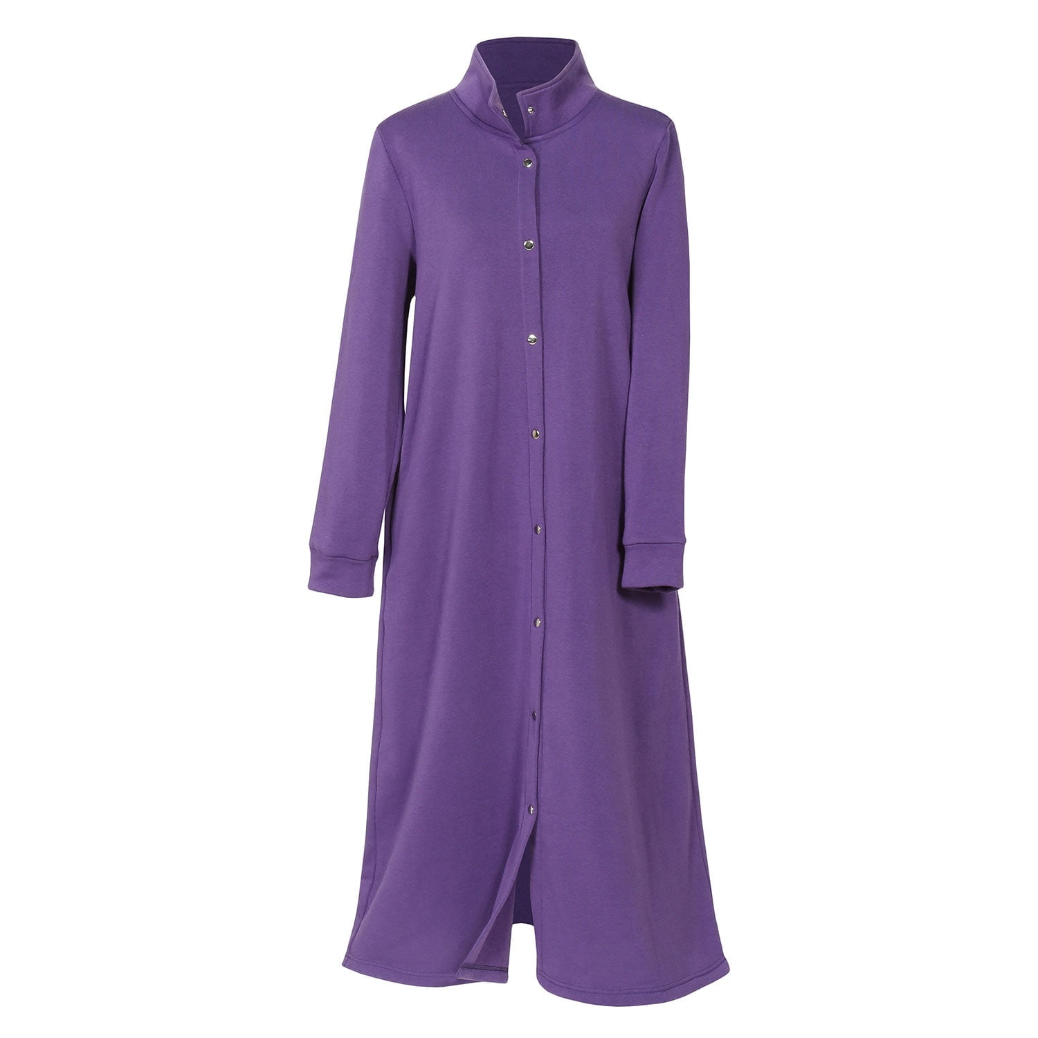 Housecoats for Women Snap Front Fleece Long Sleeve Nightgown by CATALOG CLASSICS Purple