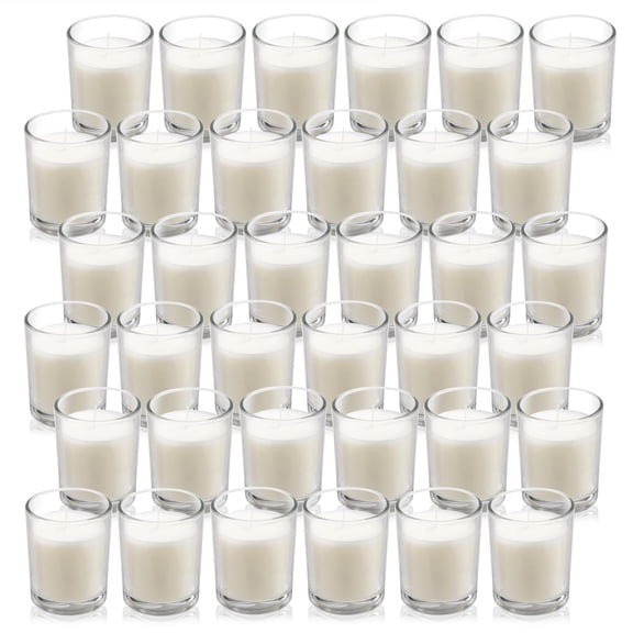 Housecret 36 Pack Warm White Unscented Clear Glass Filled Votive Candles. Hand Poured Wax Candle Ideal Gifts for Aromatherapy Spa Weddings Birthdays Holidays Party Y101