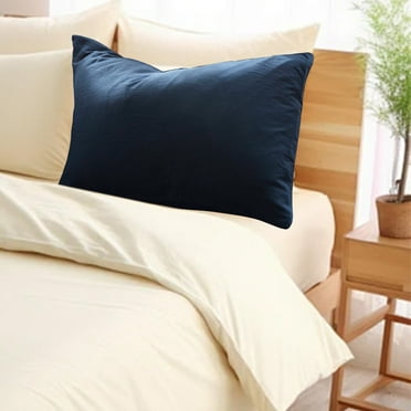 Household 100% Jersey Cotton Pillowcase-Light Weight, Comfortable Super Soft and Breathable Yarn-Dyed Pillow Cases with Envelope Closure (Dark Blue, 29.13x18.90in)