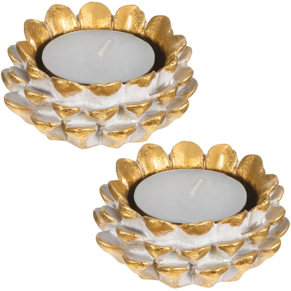 UEETEK Vintage Decorative Pine Cone Shaped Candlestick for Cozy Atmosphere 2Pcs