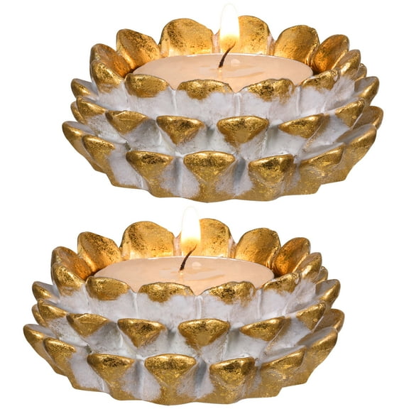 Household Adornment, 2Pcs Pine Cone Shaped Candleholders Decorative Candlesticks Festival Adornments