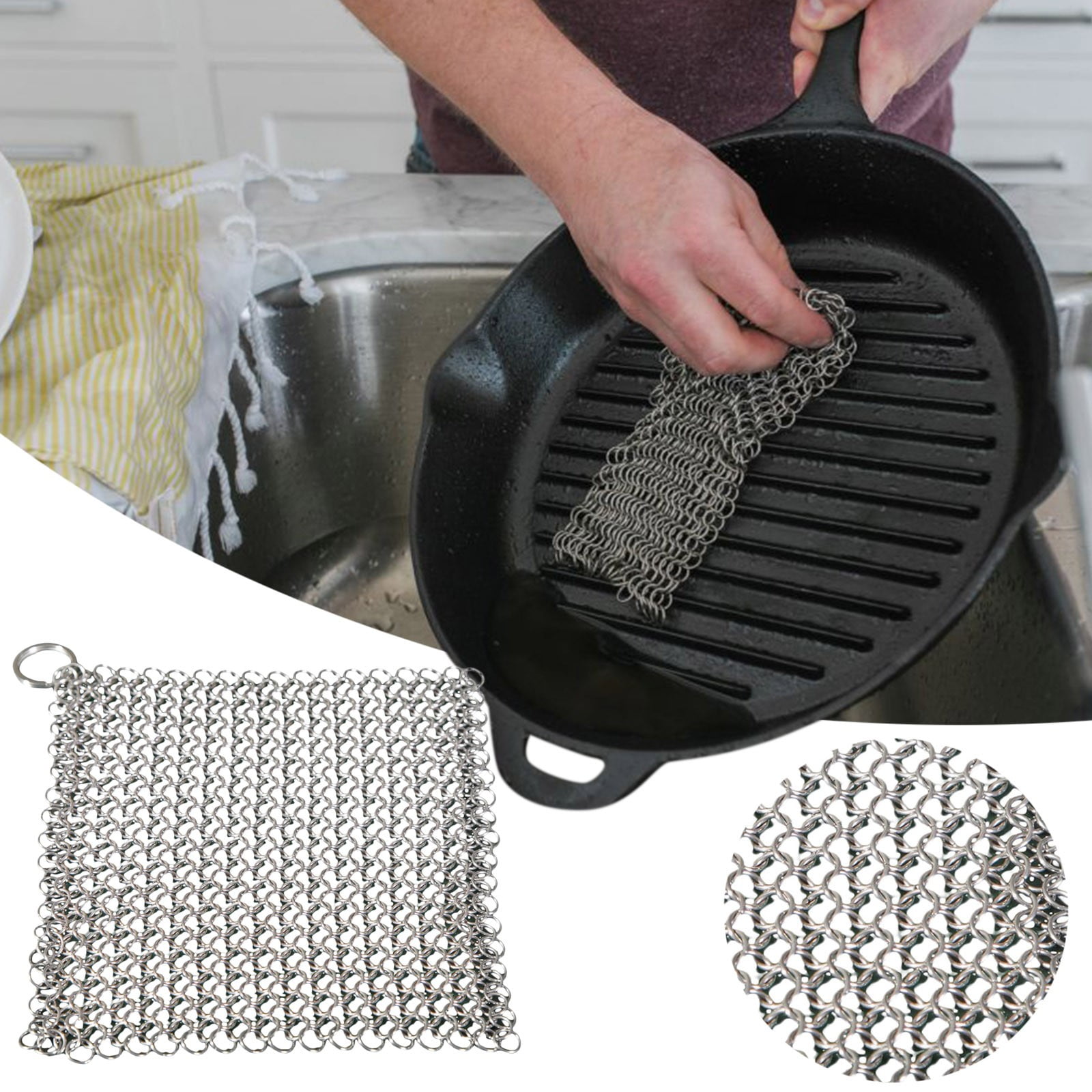Household Ammonia Solution Stainless Steel Skillet Cleaner Chainmail