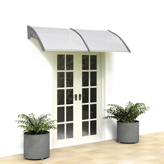 Household Application Door & Window Rain Cover Eaves Canopy Silver & Gray Bracket