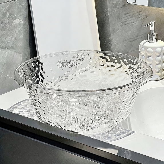 Household Basin, Large Plastic Wash Tub with Transparent Design, Thickened Laundry Basin for Multipurpose Use, Stackable Storage Container for Kitchen Bathroom